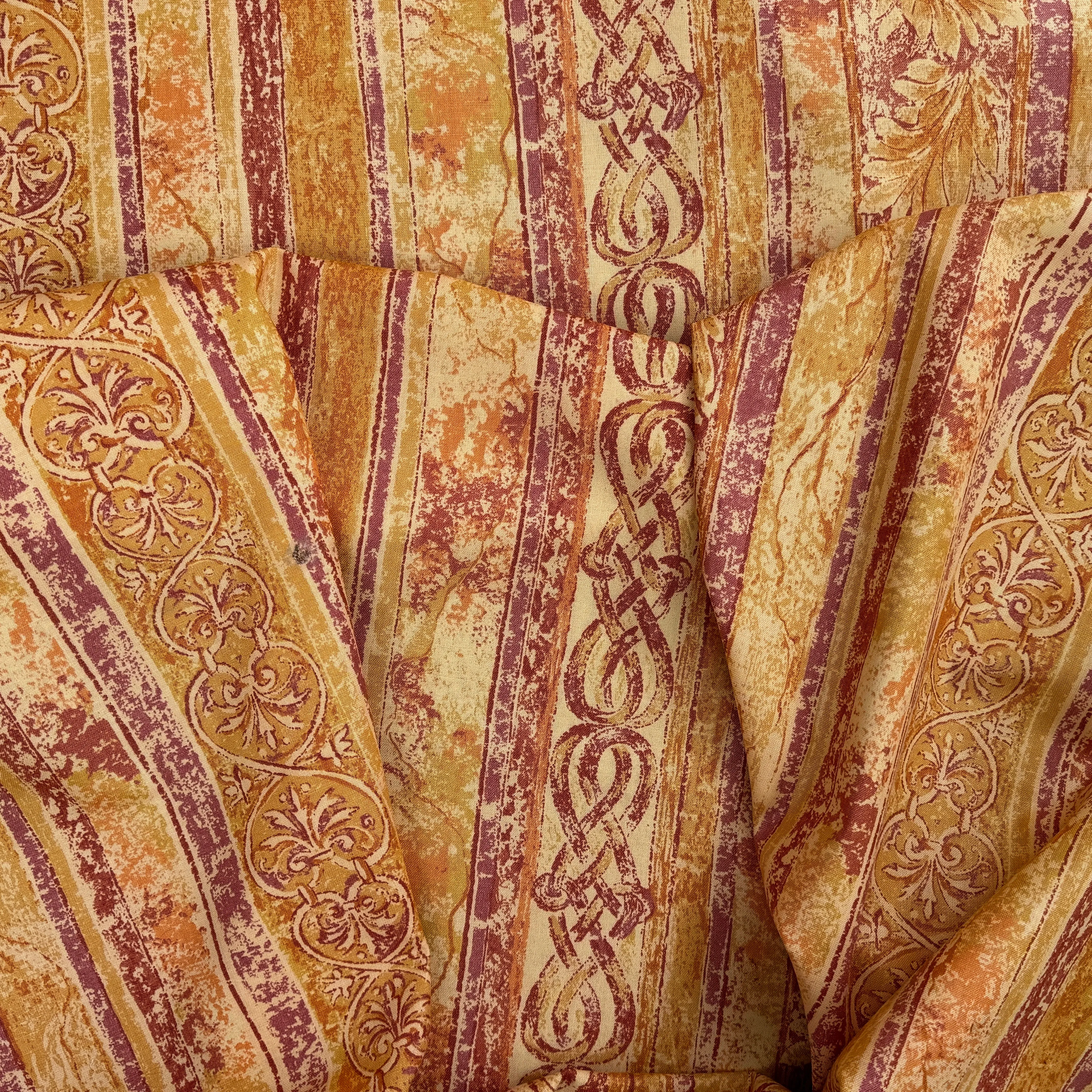 Autumn Excalibur Harlequin Printed Vintage Cotton Fabric 140cm, Orange