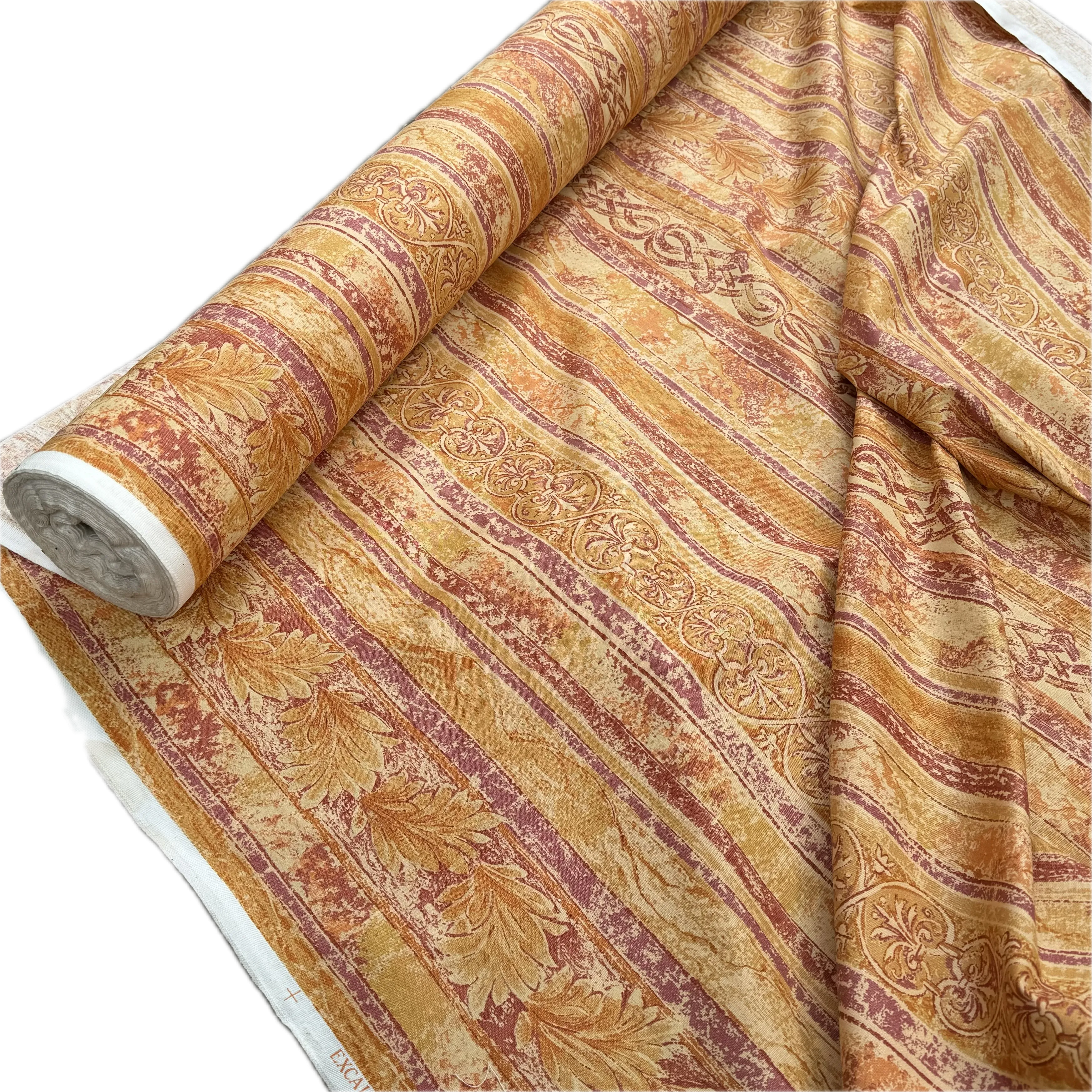 Autumn Excalibur Harlequin Printed Vintage Cotton Fabric 140cm, Orange