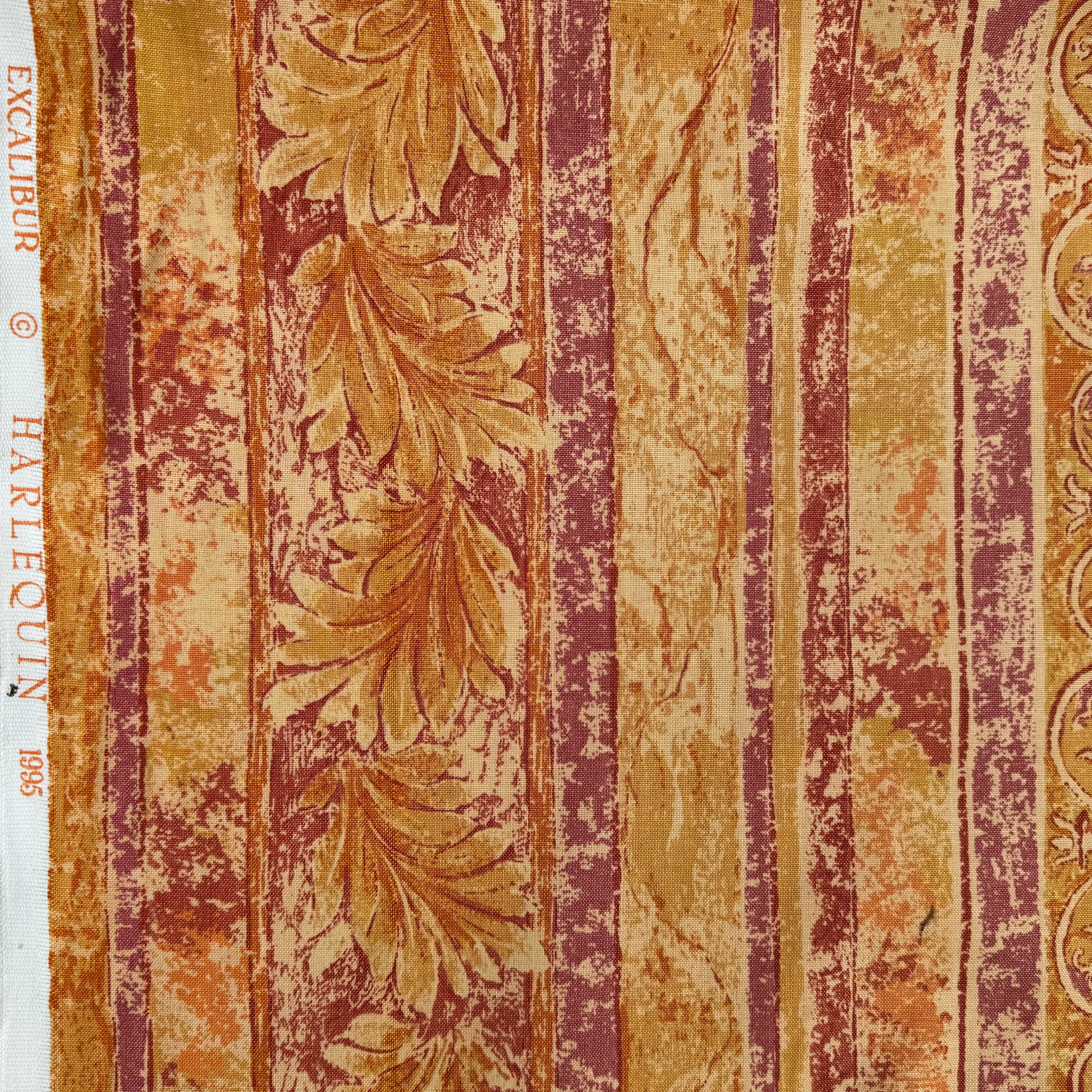 Autumn Excalibur Harlequin Printed Vintage Cotton Fabric 140cm, Orange