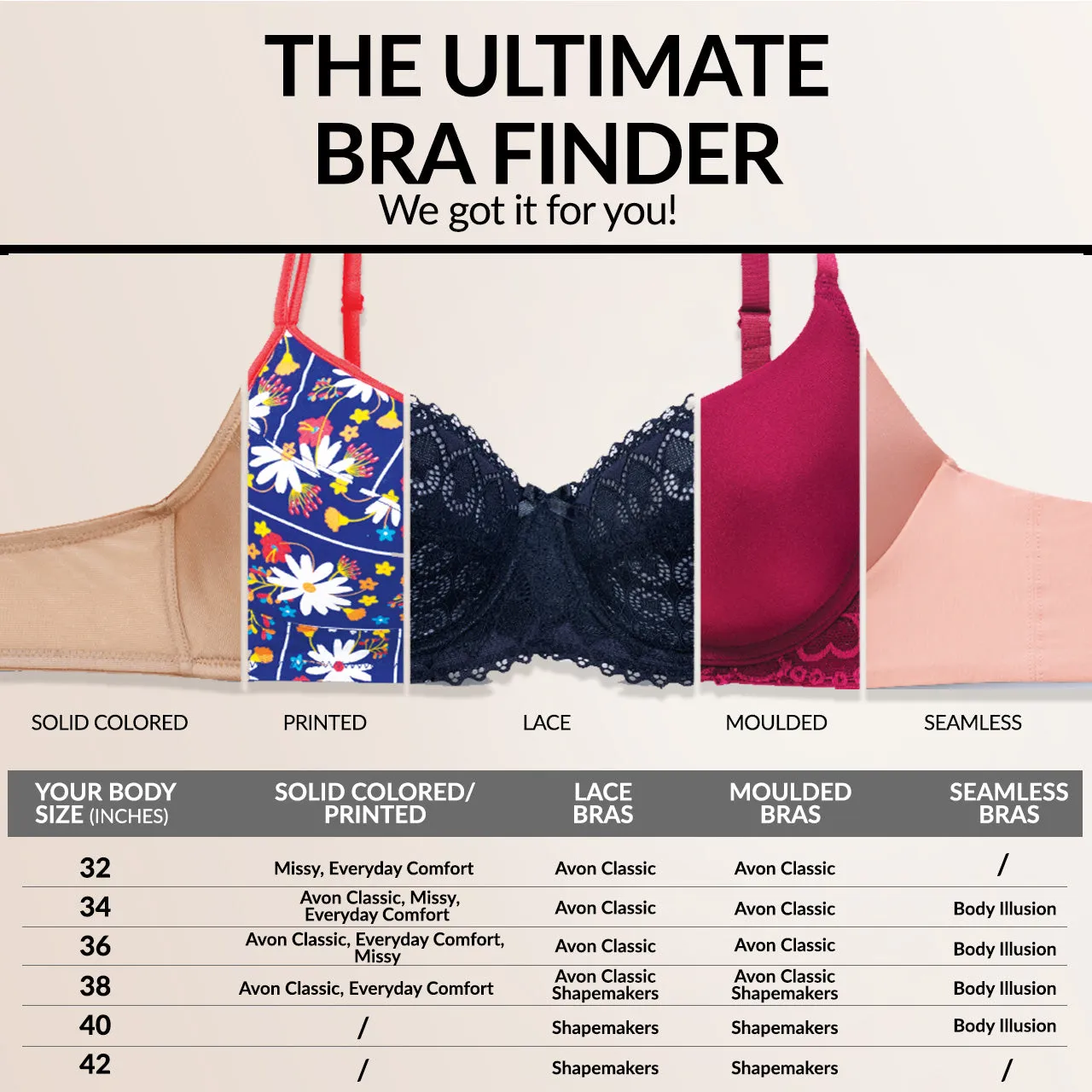 Avon Fashion Missy Prim Underwire Convertible Bra