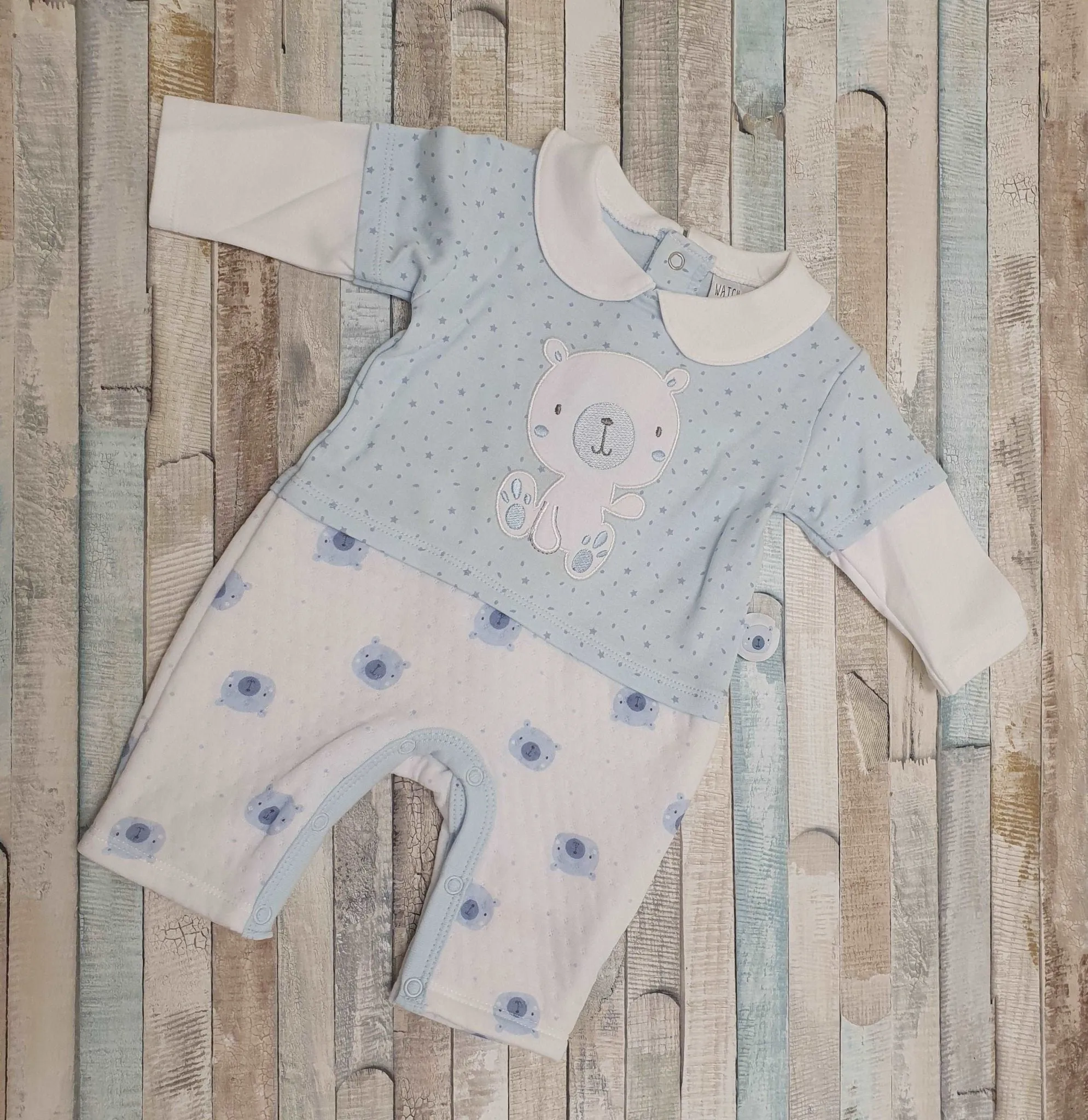 Baby Boys Quilted Teddy Romper