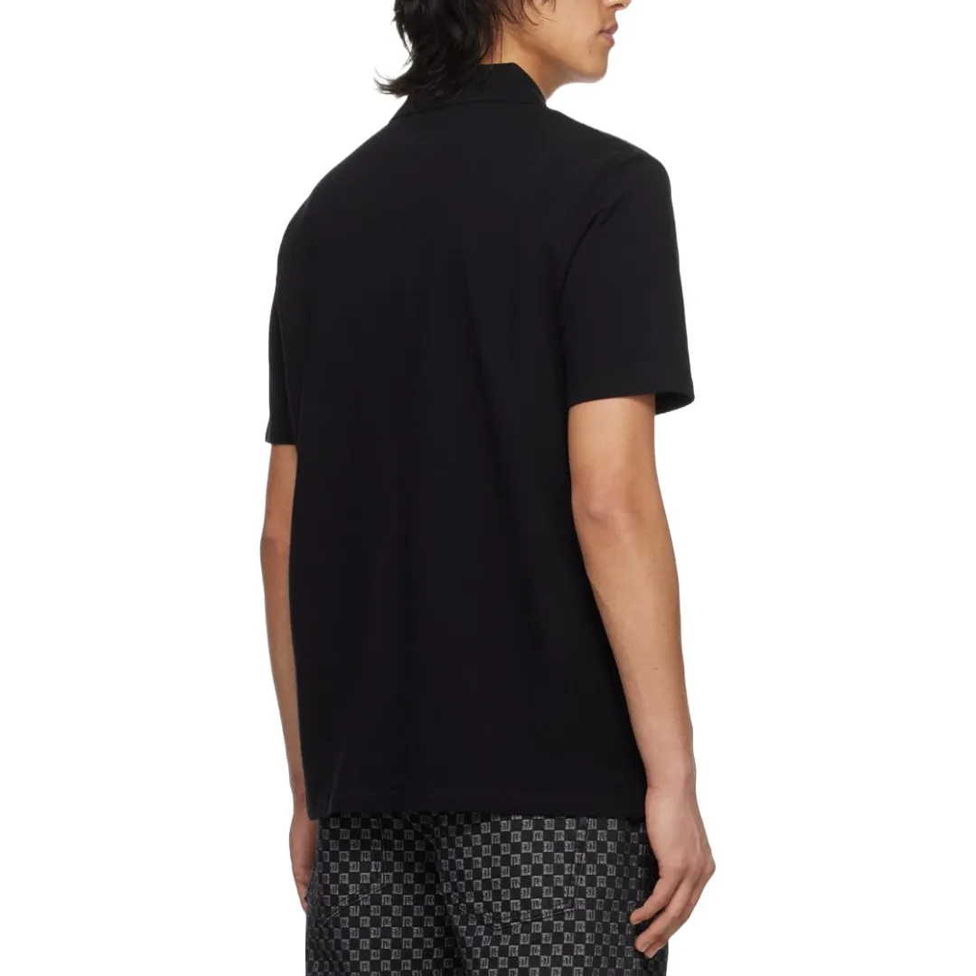 BALMAIN LAMINATED ZIPPED POLO BLACK