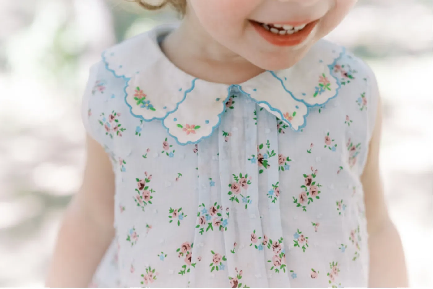 Bea Blue Floral Dotted-Swiss Bubble