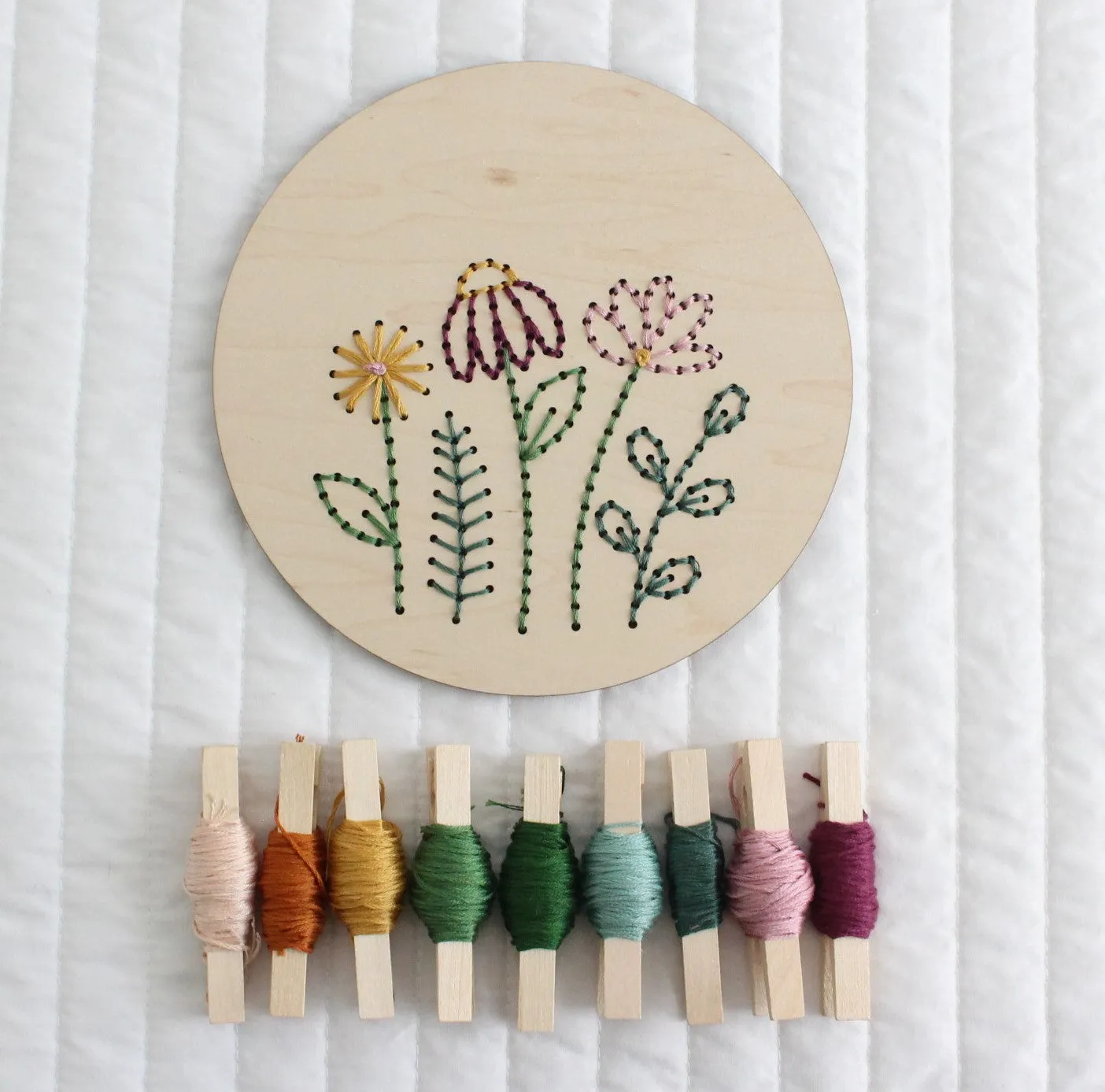 BEGINNER WOOD EMBROIDERY - FLORAL - TWO SIZES