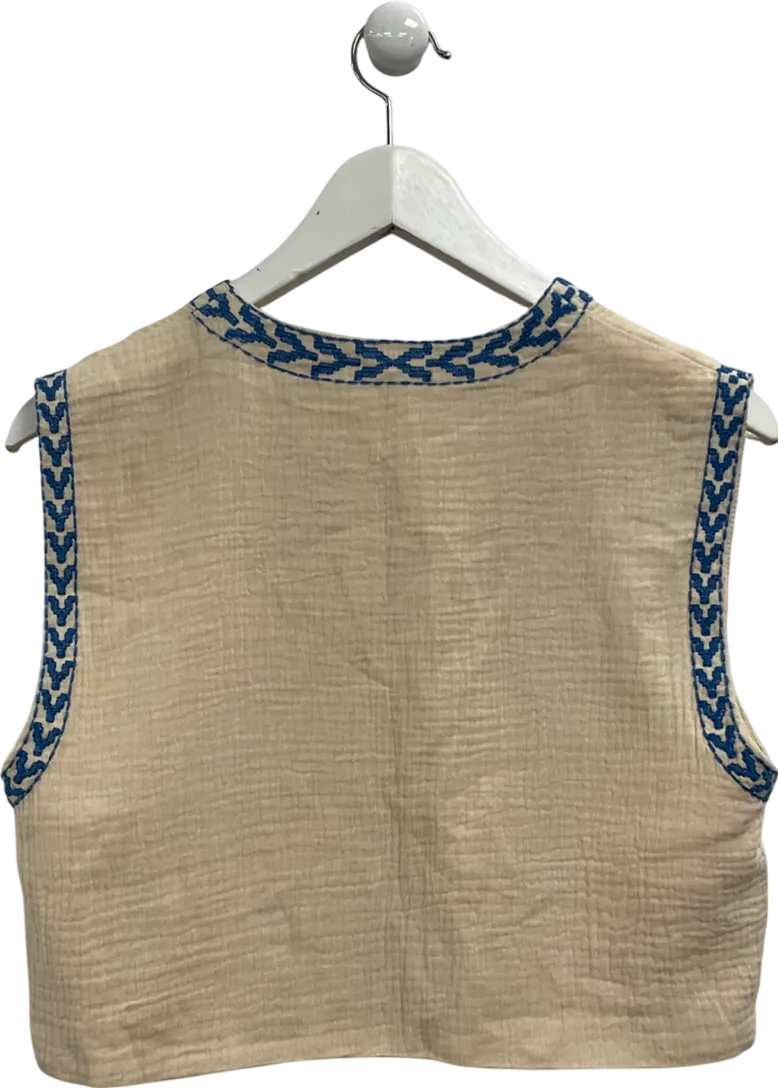 Beige Vintage Embroidery Flower Cardigan UK M