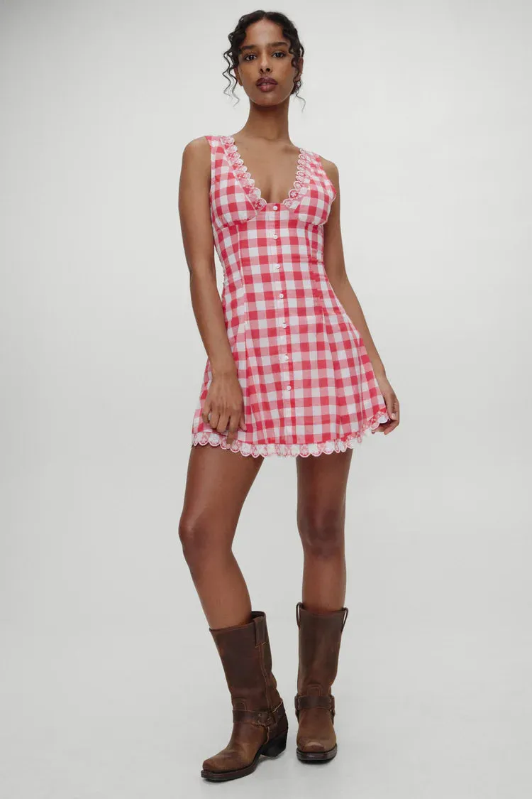 Bella Hadid Farm Gingham Mini Dress