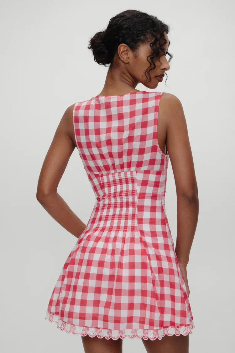 Bella Hadid Farm Gingham Mini Dress