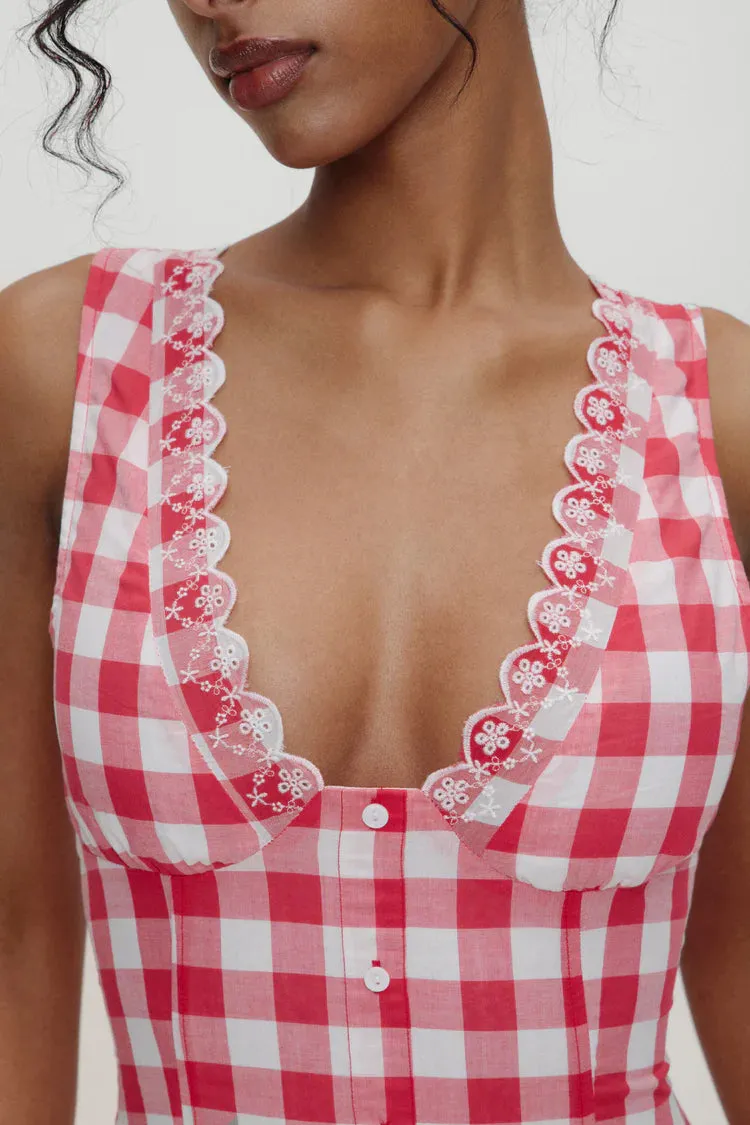 Bella Hadid Farm Gingham Mini Dress