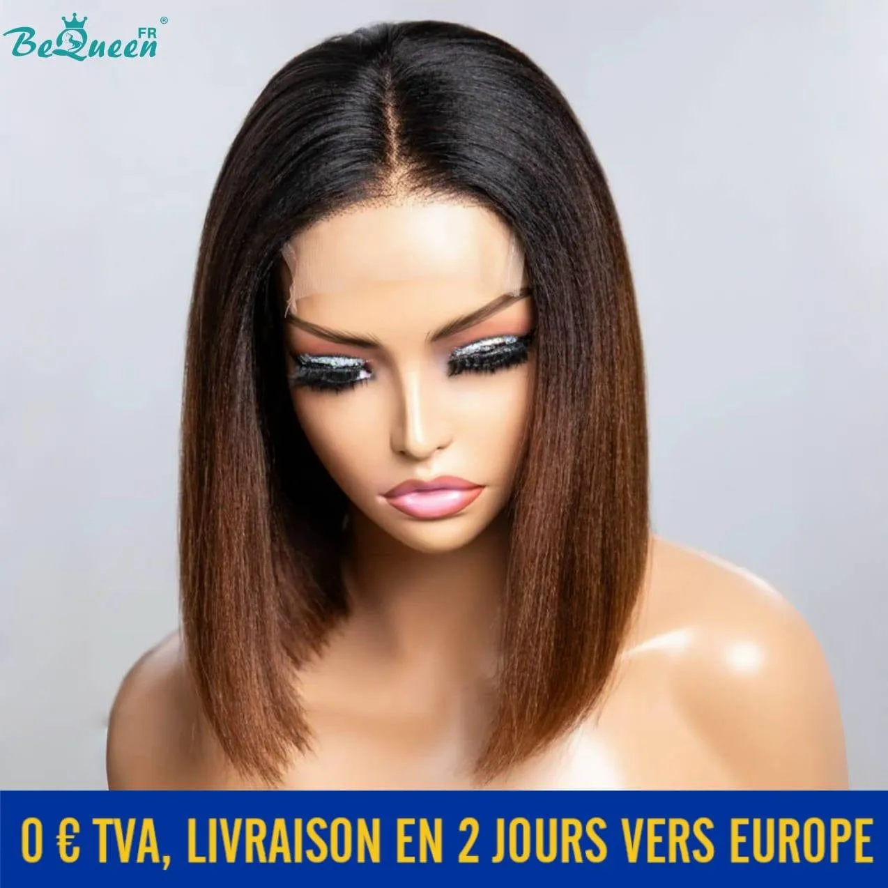 BeQueen "Adelaide" Perruque Bob en Lace Closure 4x4 En France 48h pour la livraison sans TVA
