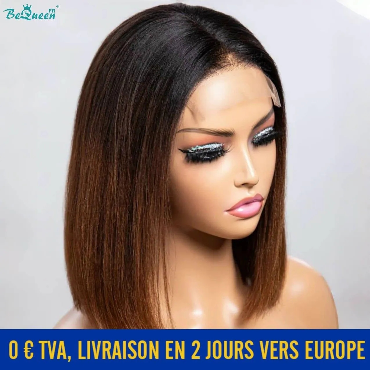 BeQueen "Adelaide" Perruque Bob en Lace Closure 4x4 En France 48h pour la livraison sans TVA