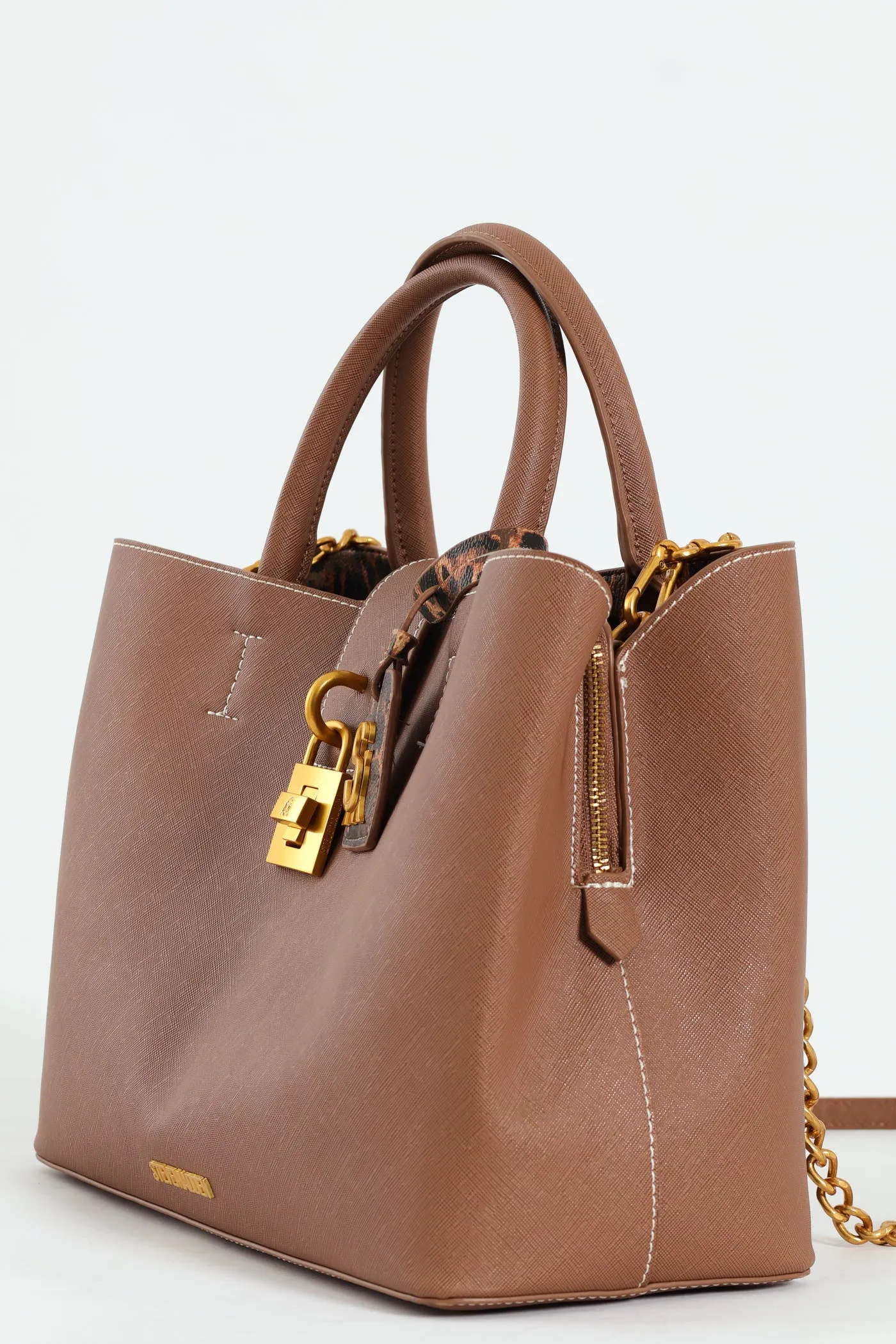 Bkess-Large Tote Bag - Chestnut
