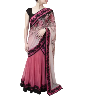 BLACK AND PINK LEHENGA SAREE