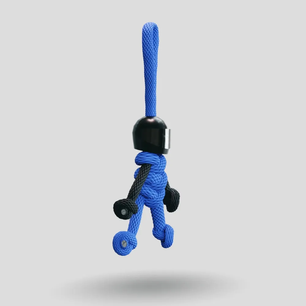 Black Blue Biker Buddy Paracord Keychain