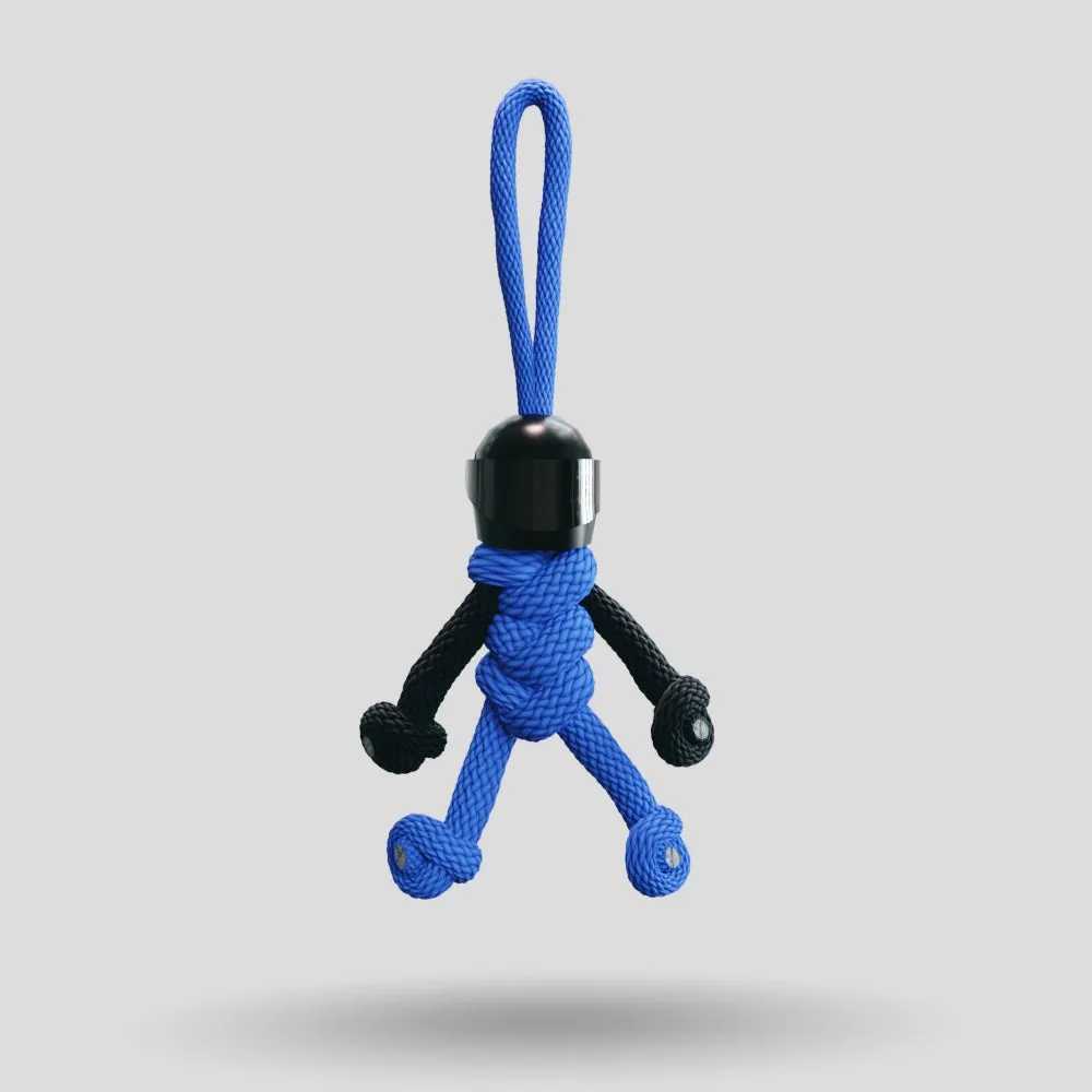 Black Blue Biker Buddy Paracord Keychain