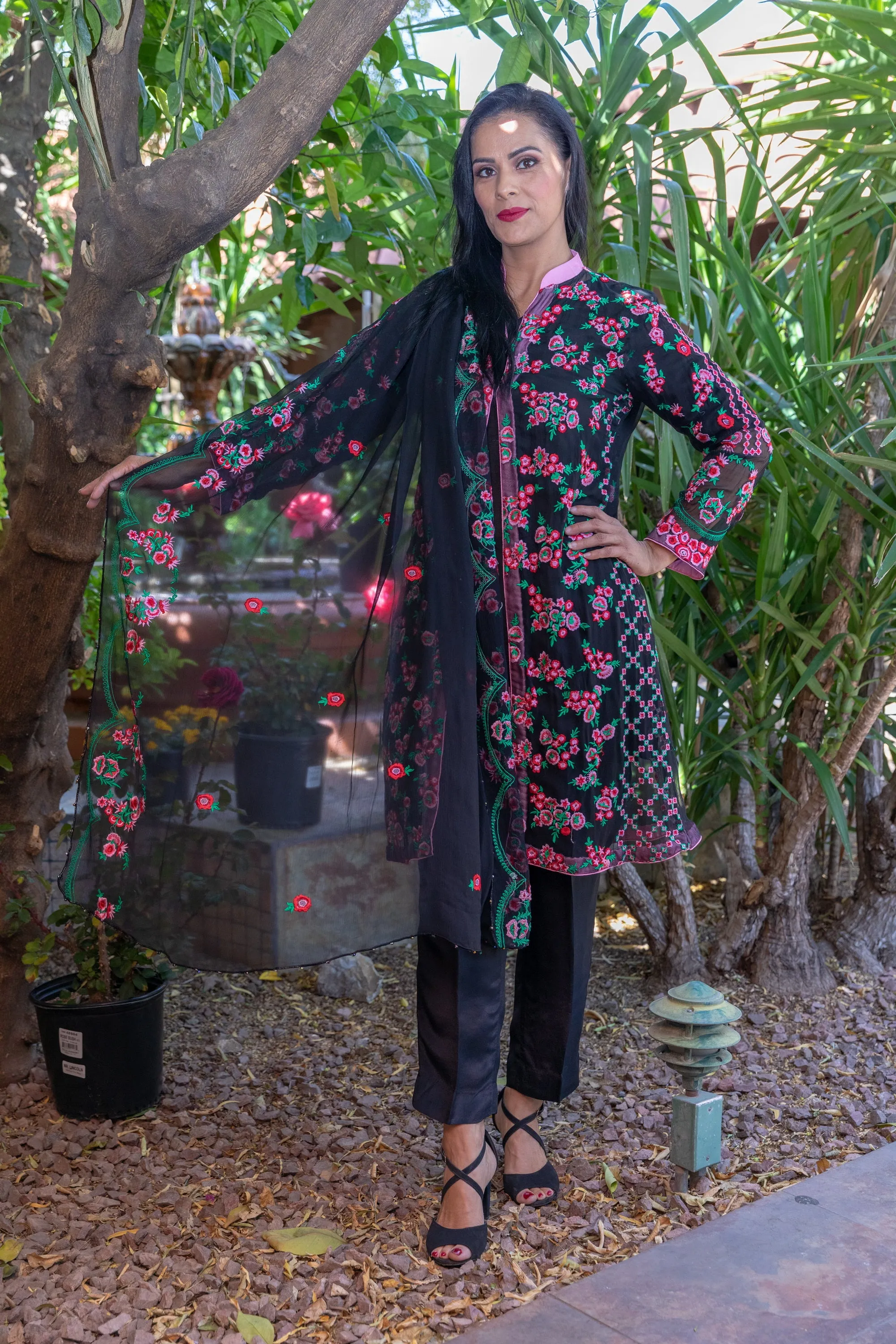 Black Chiffon Salwar Kameez Suit