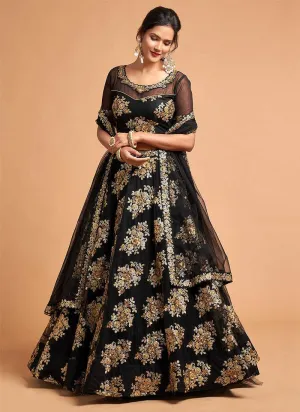 Black Floral Heavy Embroidered Designer Lehenga Choli