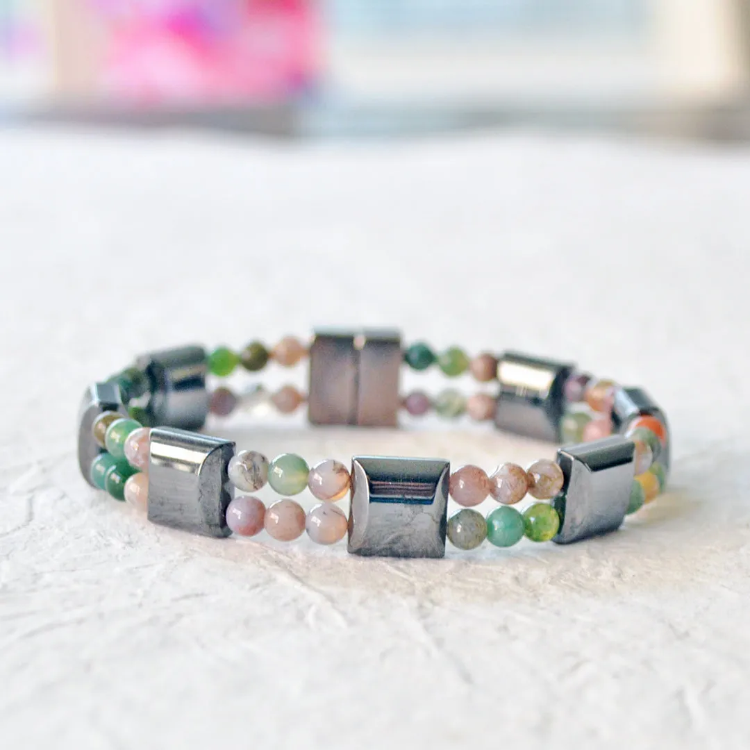 Black Hematite and Fancy Jasper Magnetic Therapy Bracelet