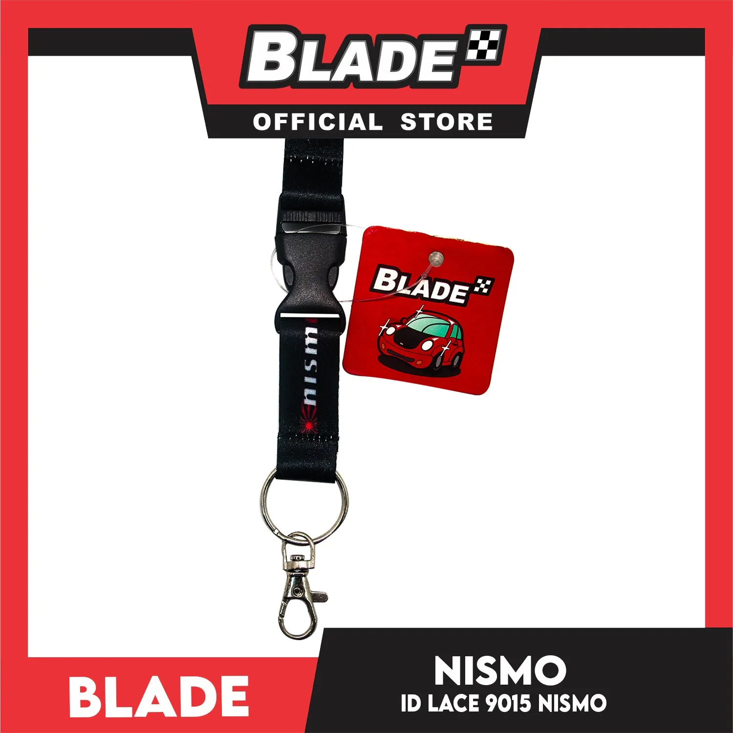 Blade ID Lace Nismo Car Accessory Fabric Lanyard Neck Strap Detachable Clip 9015 (Black)