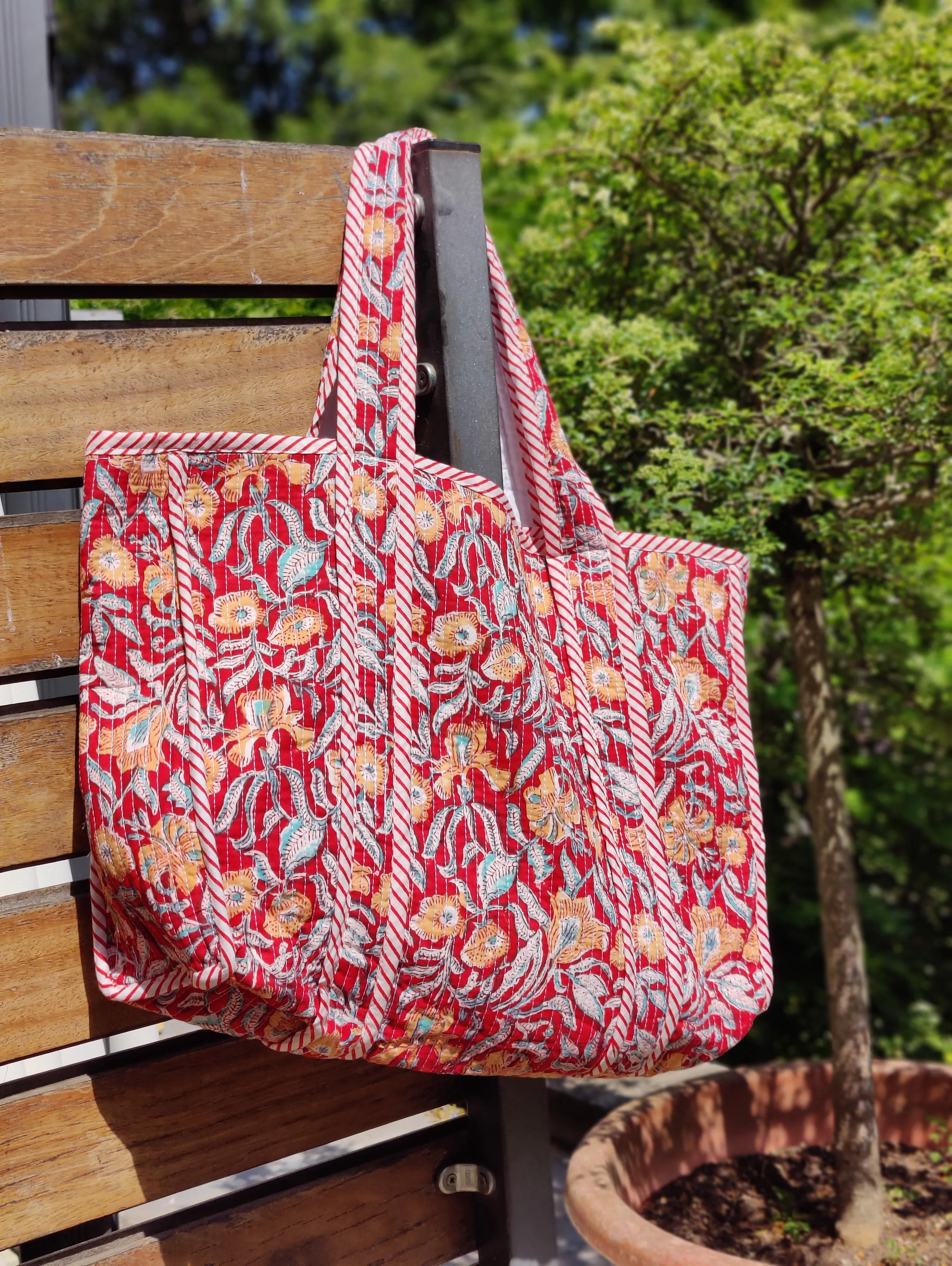 Block Print quilted bags
