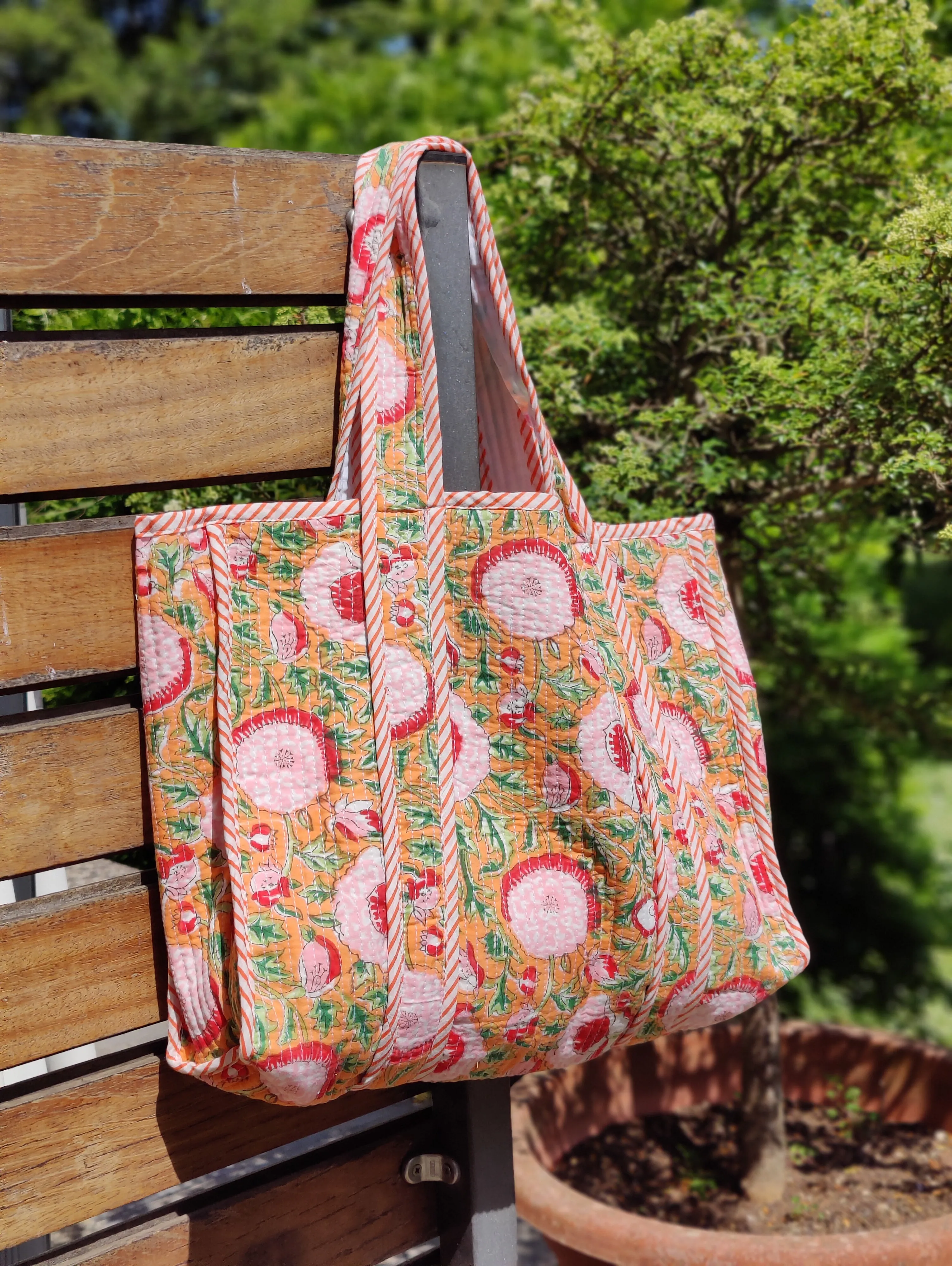 Block Print quilted bags