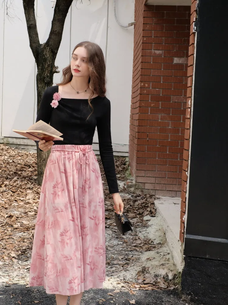 Blush Poetic Midi Skirt