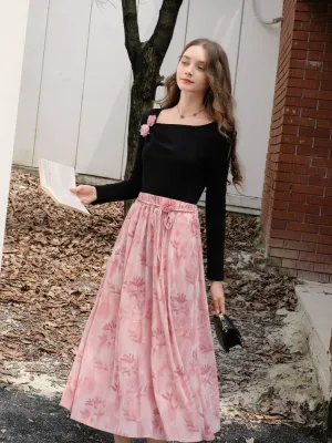 Blush Poetic Midi Skirt