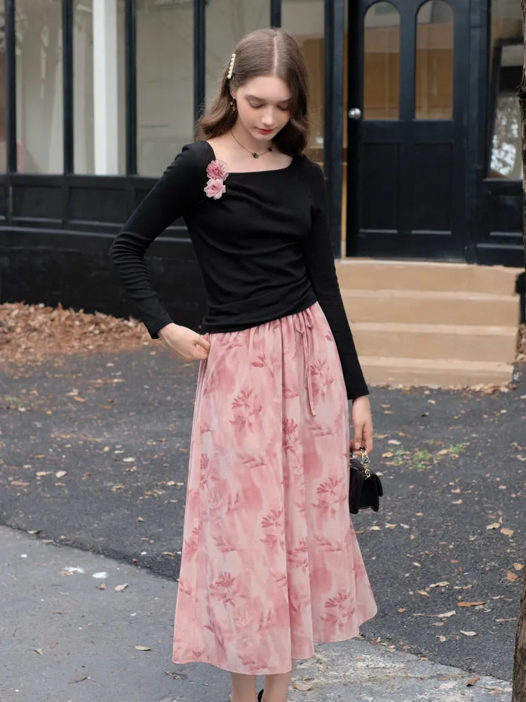 Blush Poetic Midi Skirt