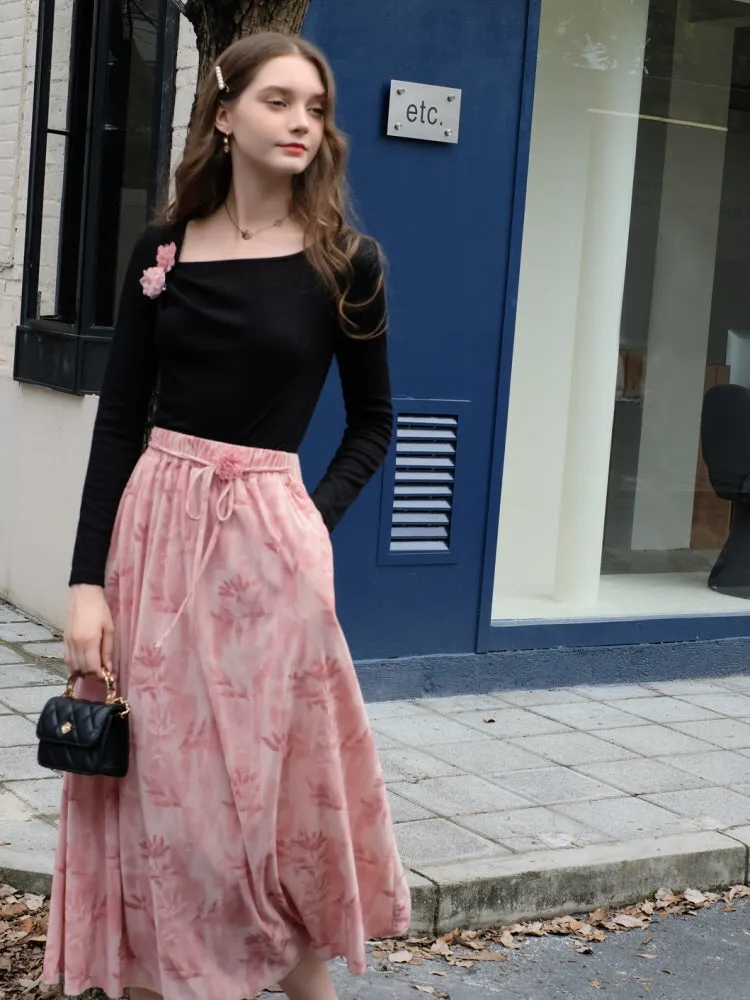 Blush Poetic Midi Skirt