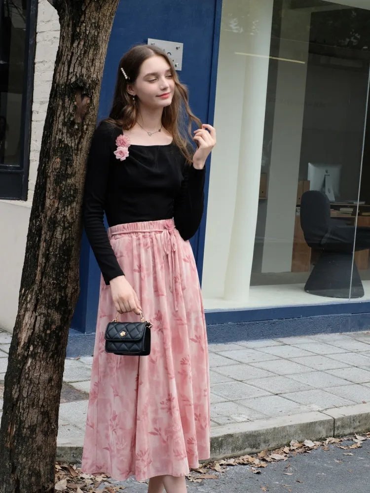 Blush Poetic Midi Skirt