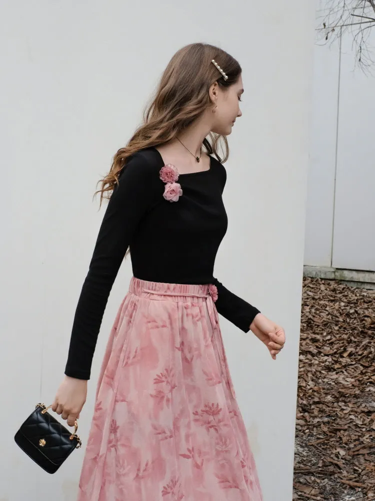 Blush Poetic Midi Skirt