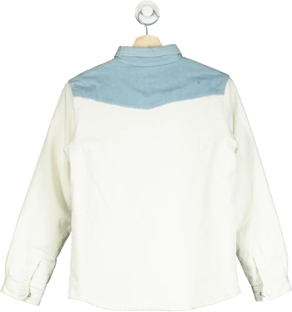 Bonpoint White and Blue Quilted Shirt UK 14