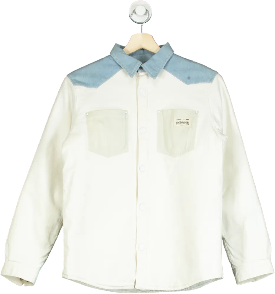 Bonpoint White and Blue Quilted Shirt UK 14