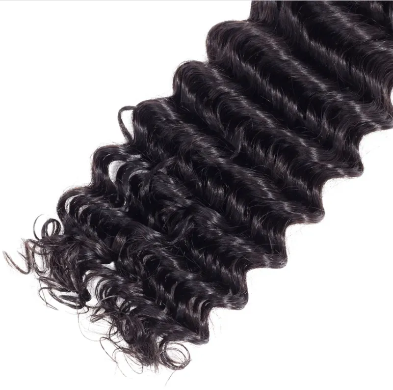 Brazilian Deep Wave 4 Bundles With 4×4 Lace Closure  MYLOCKME