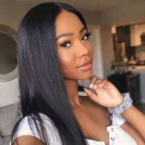 Brazilian Hair Fashion Black Straight Style 4*4 Closure Wig
