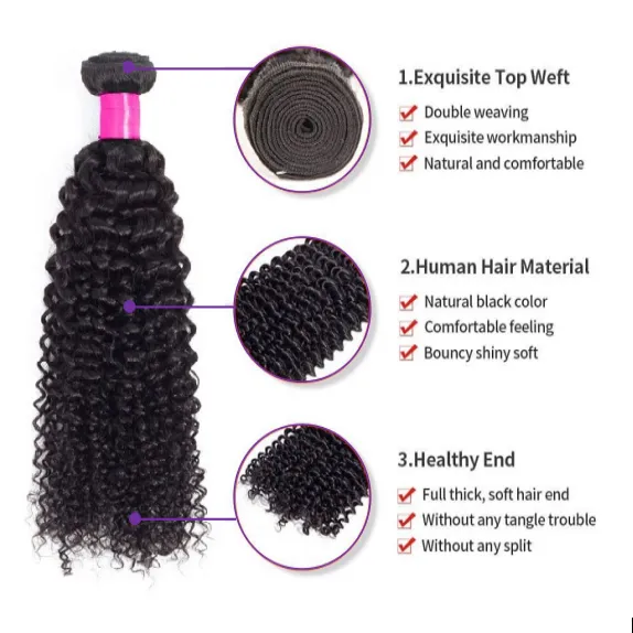 Brazilian Kinky Curly 4 Bundles With 4×4 Lace Closure 10A Grade 100% Human Remy Hair MYLOCKME