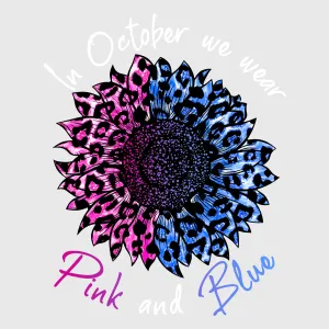Breast Cancer Awareness Blue Mandala Pink Ribbon Transfer