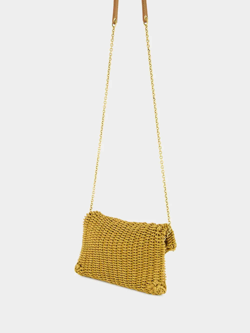 Brown Raffia Mini Shoulder Bag