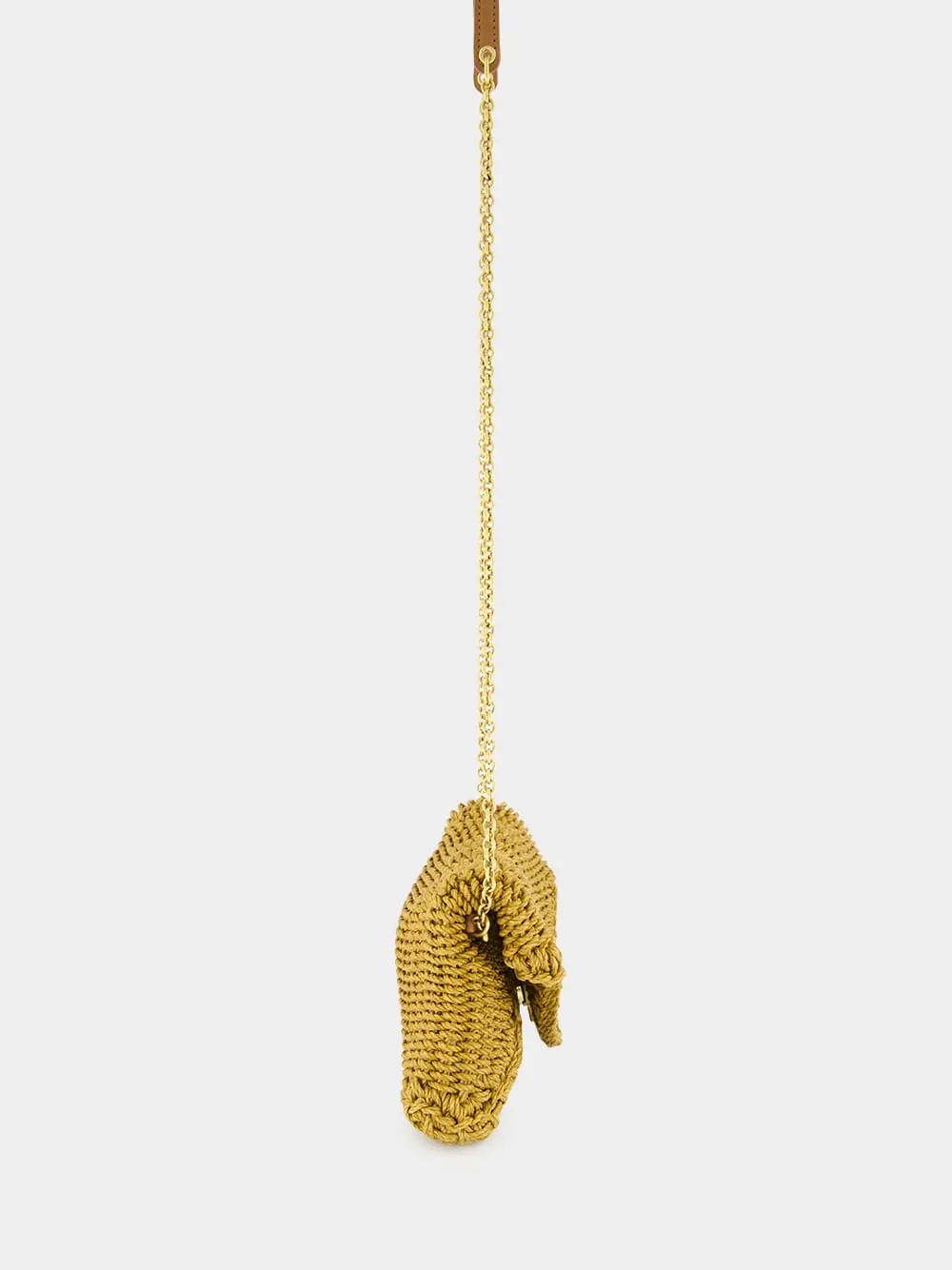 Brown Raffia Mini Shoulder Bag