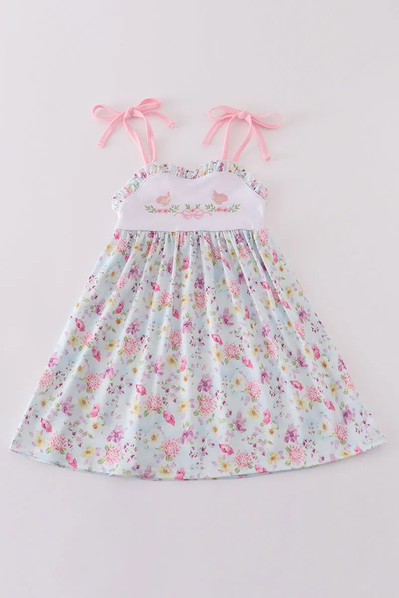 Butterfly Floral Embroidery Girl Dress