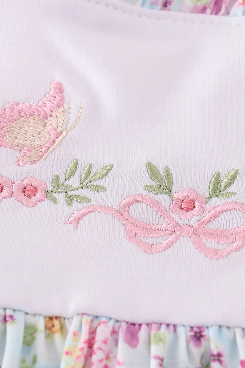Butterfly Floral Embroidery Girl Dress