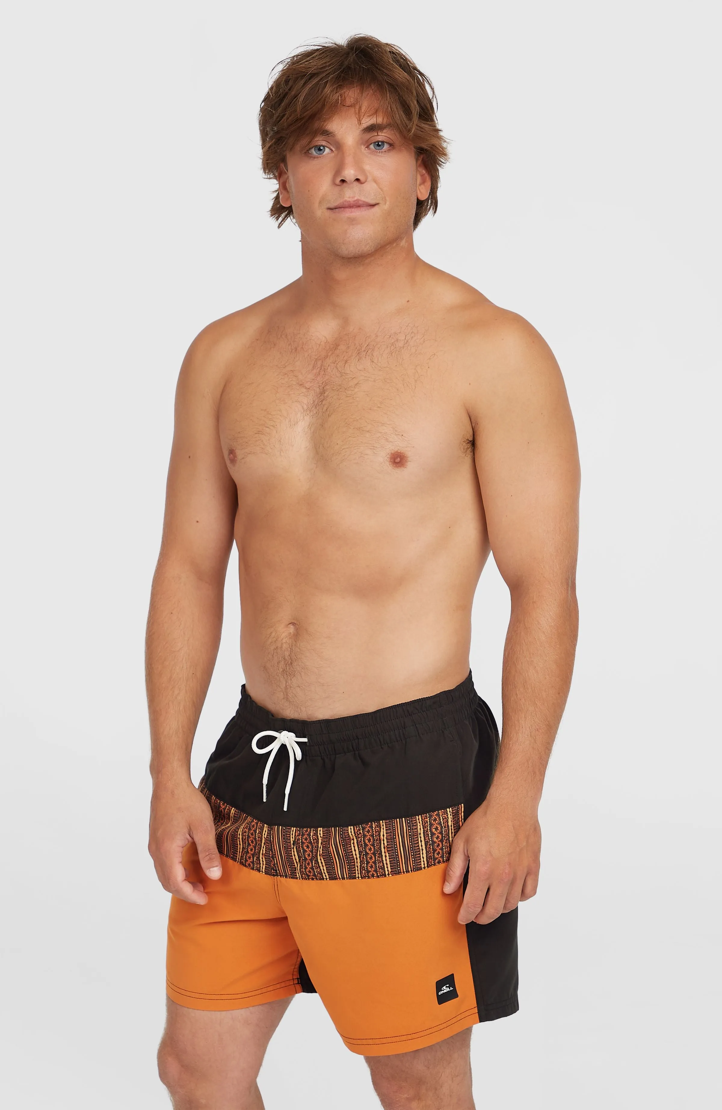 Cali Block 15'' Badehose | Orange Pressed Lines