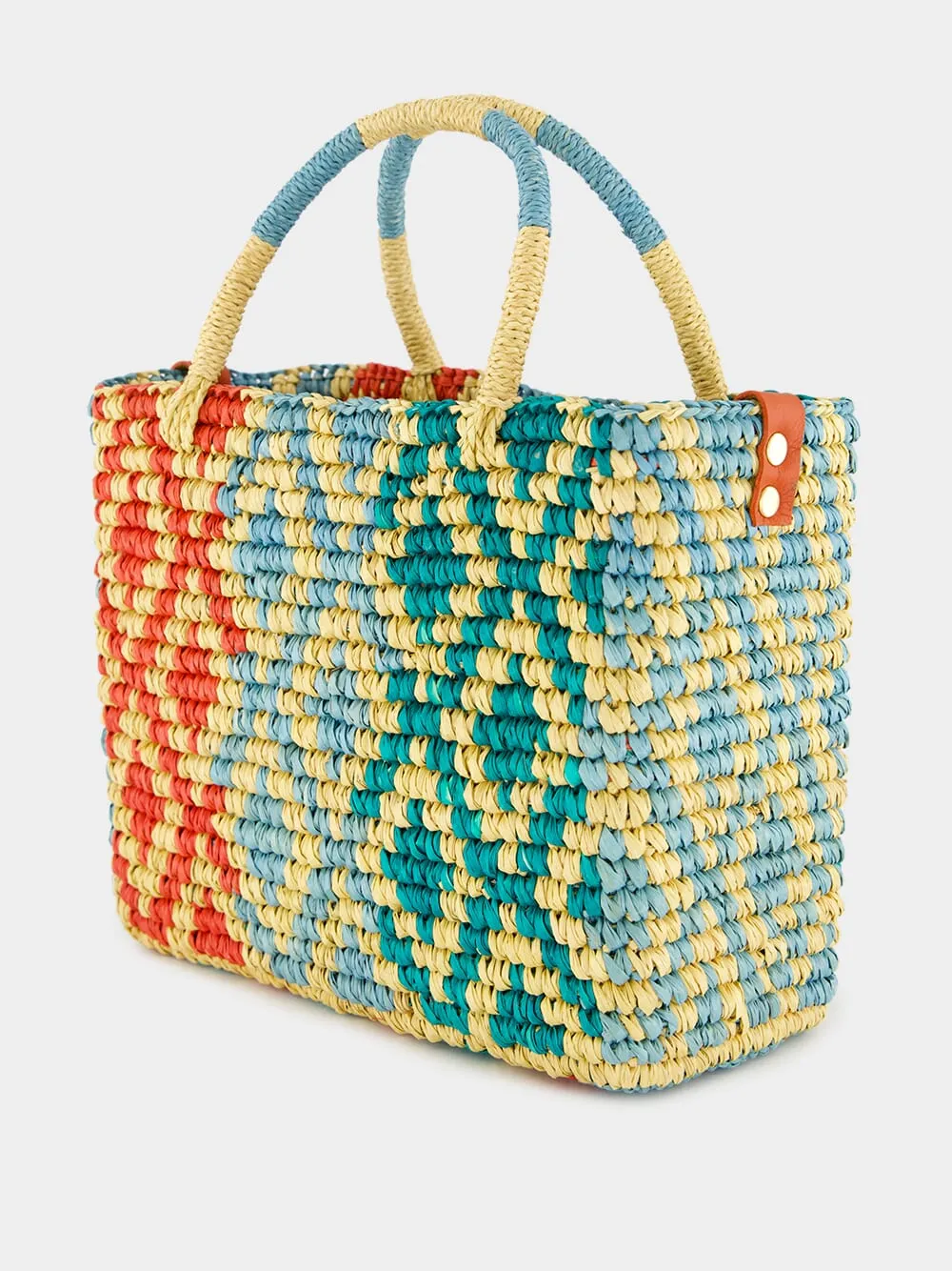 Canasta Patterned Medium Handbag with Leather Strap