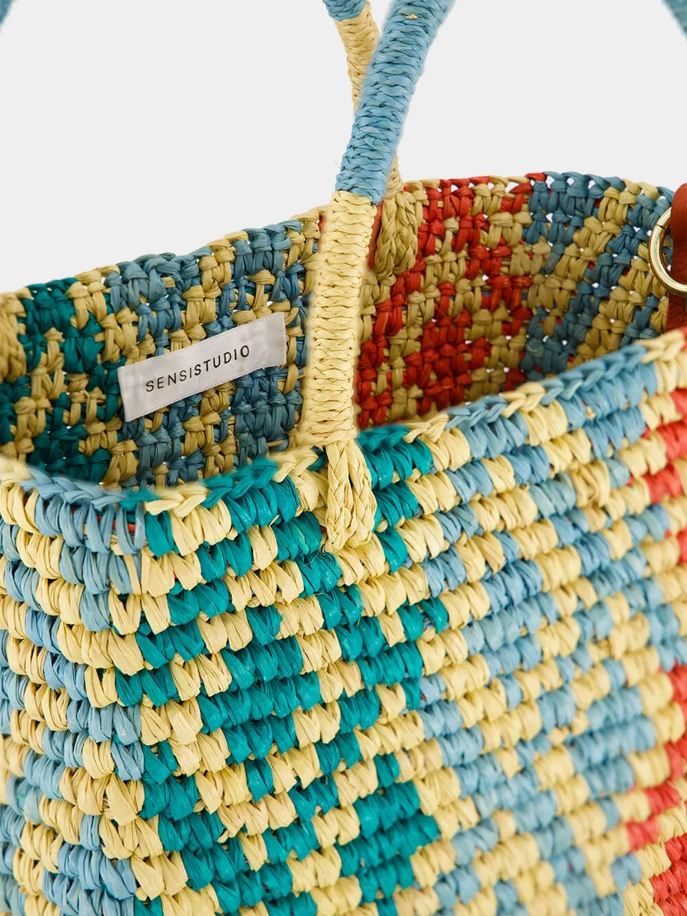 Canasta Patterned Medium Handbag with Leather Strap