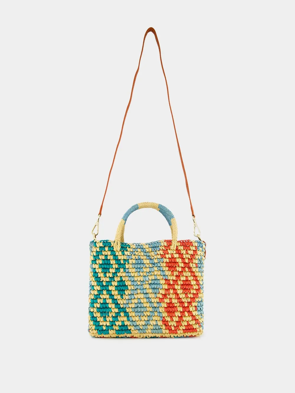 Canasta Patterned Medium Handbag with Leather Strap