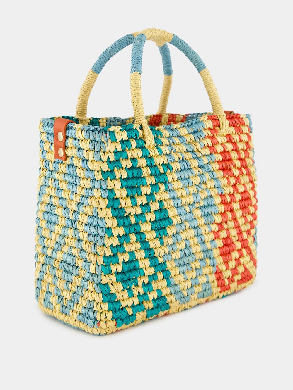 Canasta Patterned Medium Handbag with Leather Strap