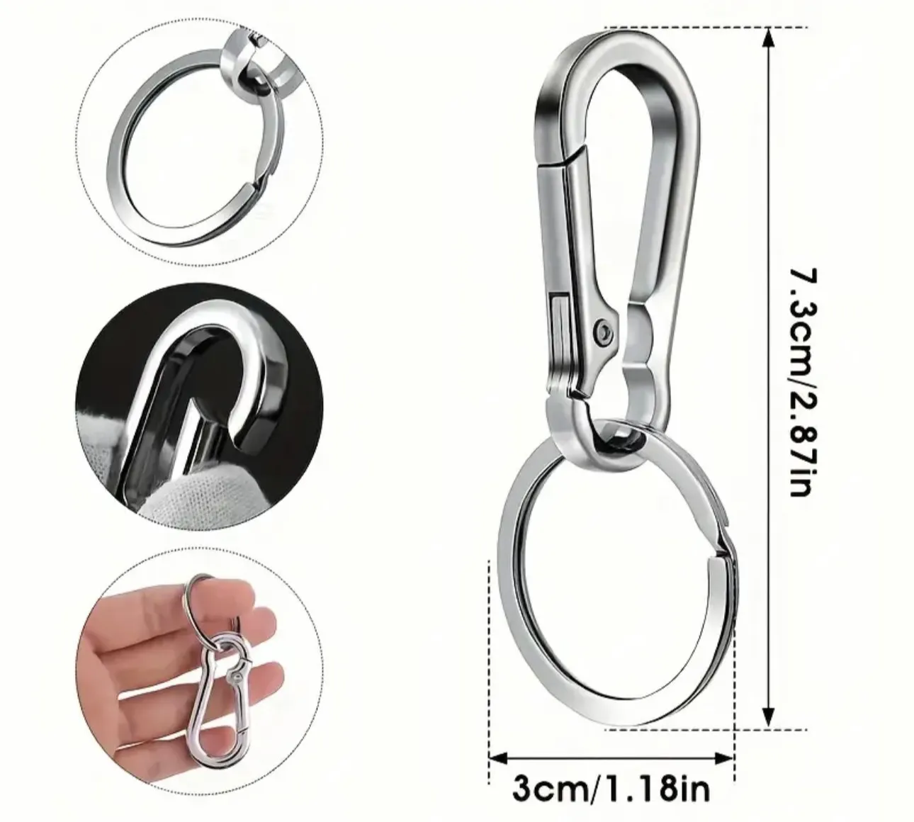 Carabiner Clip Keyring Keychain Silver