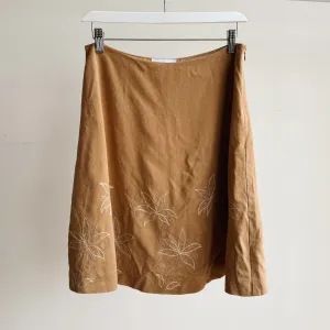 Caramel Embroidered Silk Skirt