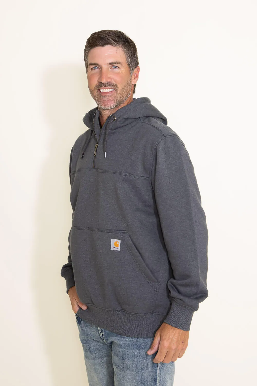 Carhartt Rain Defender Loose Fit Heavyweight Hooded Quarter Zip for Men in Grey | 100617-026