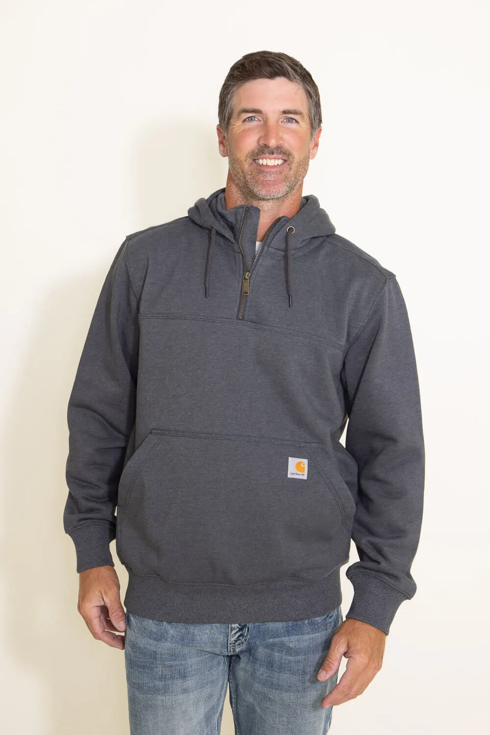 Carhartt Rain Defender Loose Fit Heavyweight Hooded Quarter Zip for Men in Grey | 100617-026