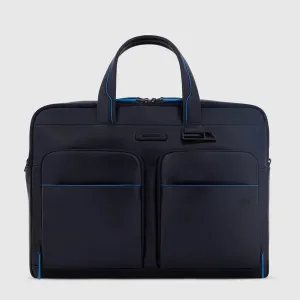 Cartella a 2 Manici Piquadro Blue Square Porta PC e Porta Ipad Pro in Pelle Blu